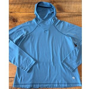 Mountain Hardwear Womens Blue Stretchy Athletic Outdoor Pullover Hooded Large
